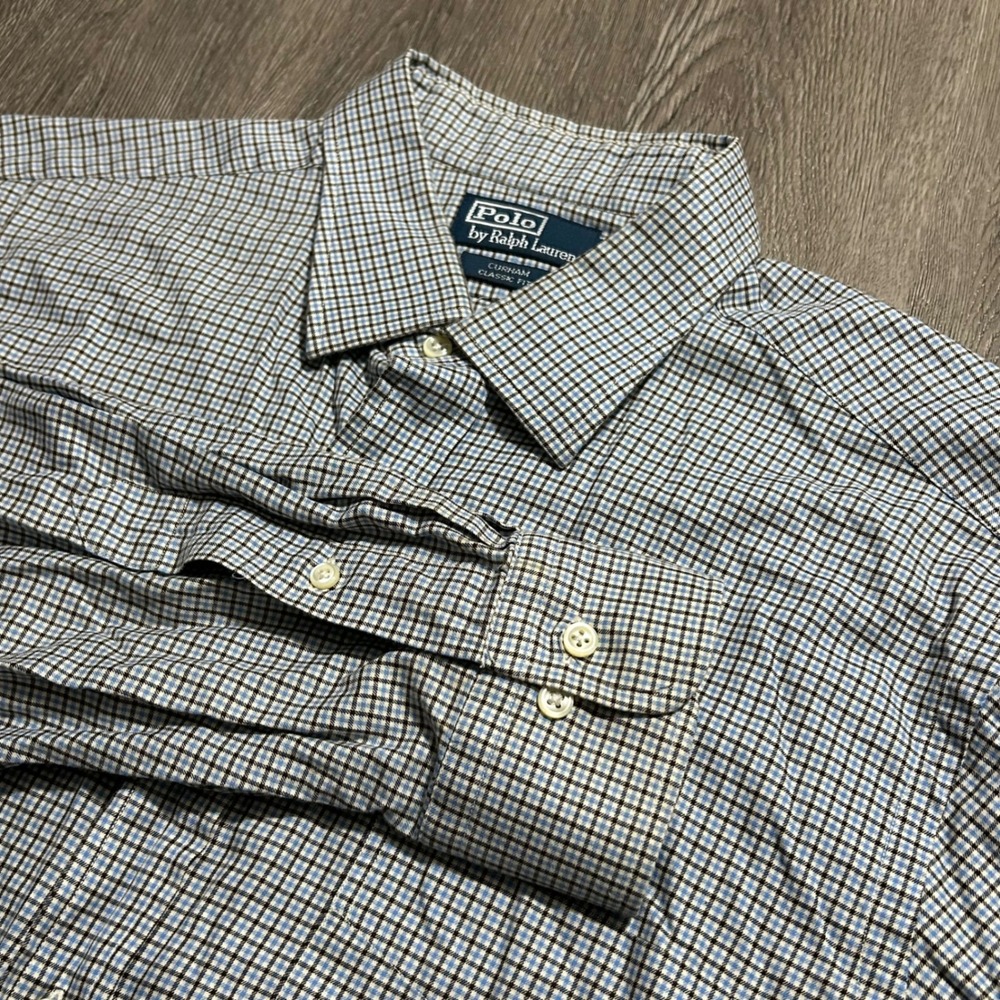 Polo Ralph Lauren Curham‎ Classic Fit Button Up Shirt 17.5 XL Blue (FLAW)